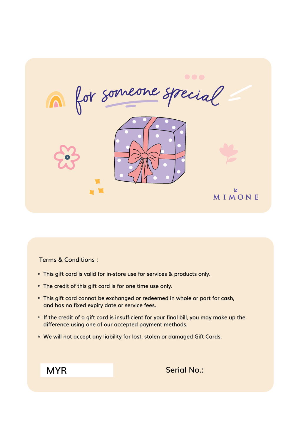 Physical Gift Card (In Store Use) Design D: For Someone Special