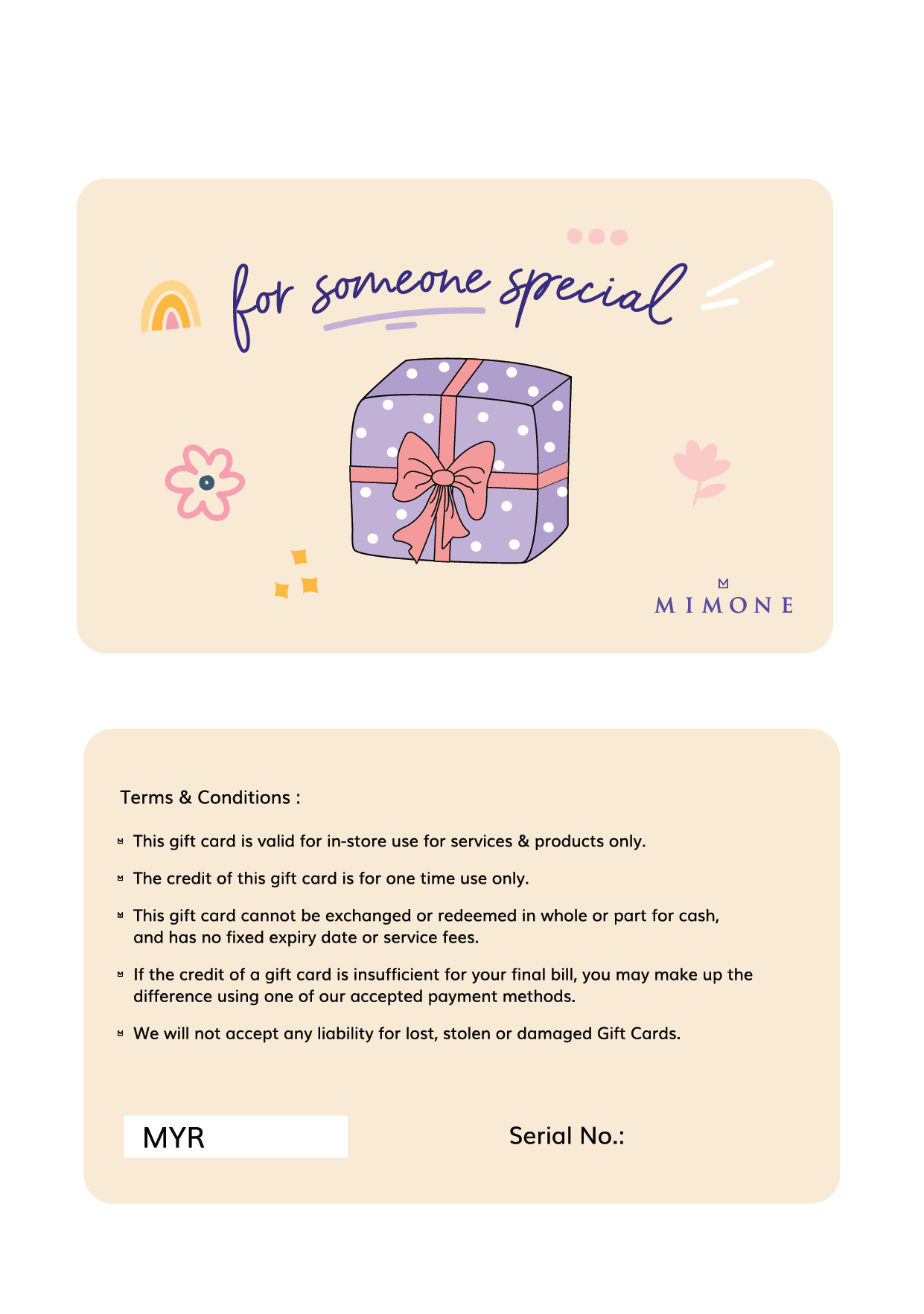Physical Gift Card (In Store Use) Design D: For Someone Special