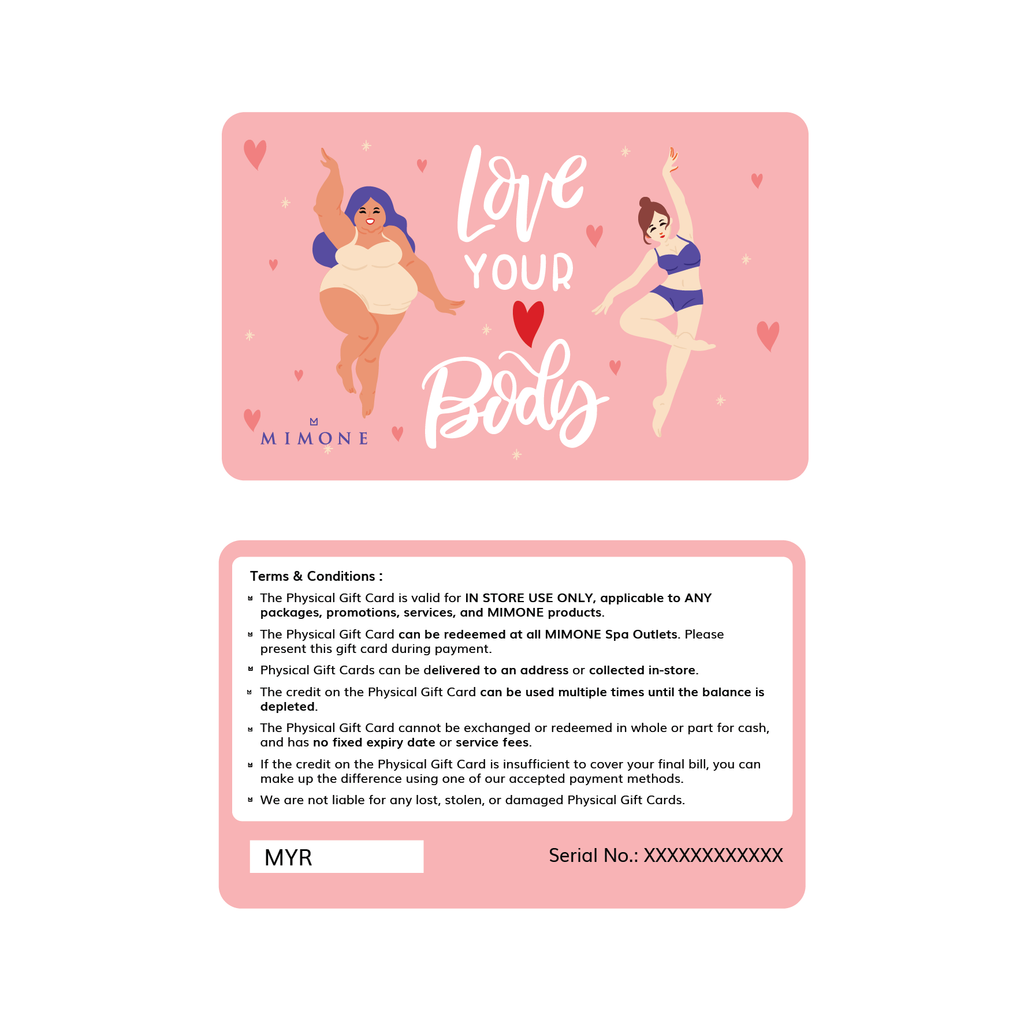Physical Gift Card (In Store Use) Design C: Care & Love Your Body