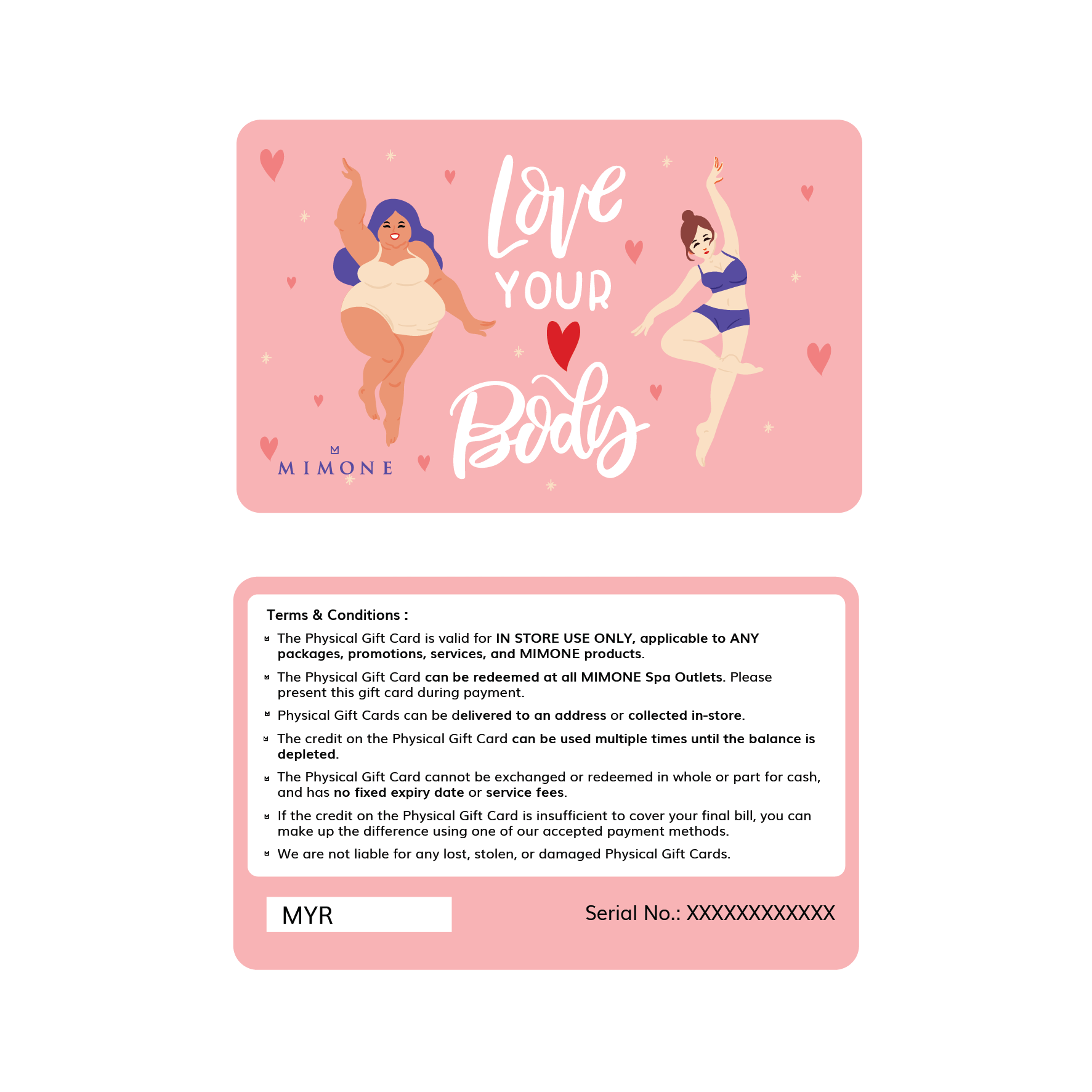 Physical Gift Card (In Store Use) Design C: Care & Love Your Body